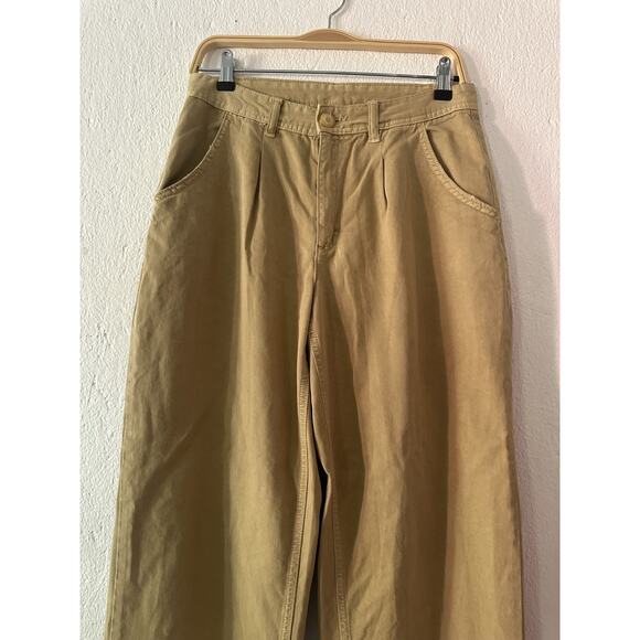 Free People Pants Women 4 Beige Khaki Chino Wide Leg High Rise Trousers Pleated - Picture 3 of 14